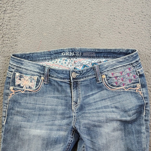 Grace in LA Bootcut Jeans‎ Embroidered Pockets Denim Jeans Women's Size - Picture 2 of 16